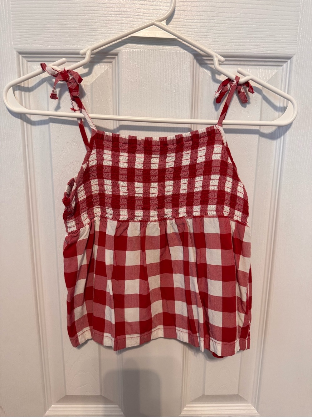 Girl’s Children’s Place Red & White Gingham Tie-Shoulder Tank